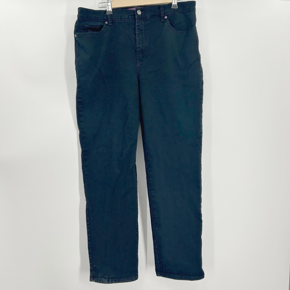 Gloria Vanderbilt Amanda Black Tapered Leg‎ High Rise Denim Jeans Womens Size 14